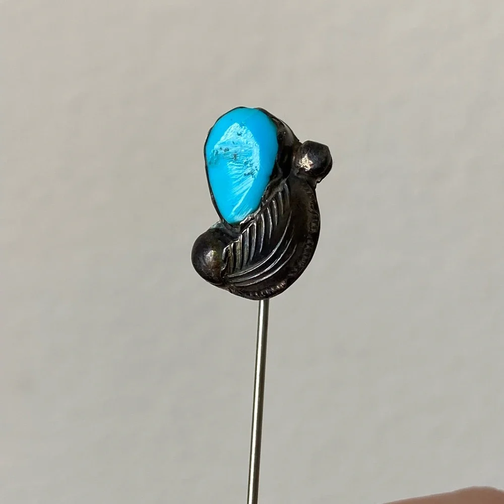 Dan Simplicio Zuni Sterling Silver Sleeping Beauty Turquoise, tie pin